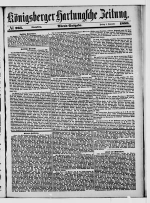 Königsberger Hartungsche Zeitung vom 09.11.1888