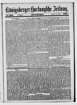 Königsberger Hartungsche Zeitung vom 22.12.1888