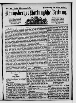 Königsberger Hartungsche Zeitung on Apr 18, 1889