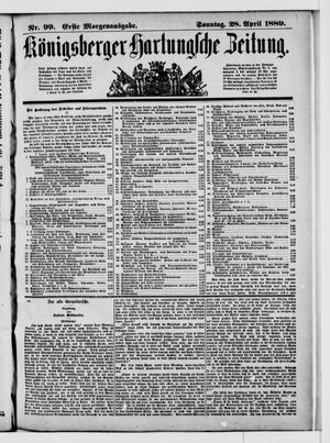 Königsberger Hartungsche Zeitung on Apr 28, 1889