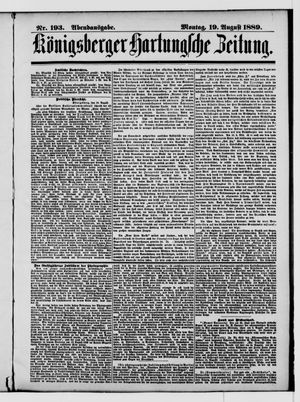 Königsberger Hartungsche Zeitung vom 19.08.1889