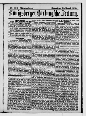 Königsberger Hartungsche Zeitung vom 31.08.1889