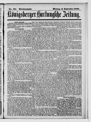Königsberger Hartungsche Zeitung vom 09.09.1889