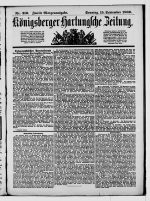 Königsberger Hartungsche Zeitung vom 15.09.1889