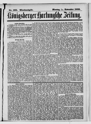Königsberger Hartungsche Zeitung vom 11.11.1889