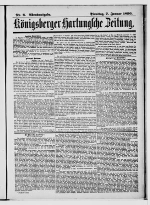 Königsberger Hartungsche Zeitung vom 07.01.1890