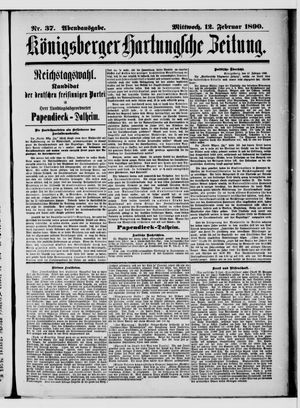 Königsberger Hartungsche Zeitung vom 12.02.1890