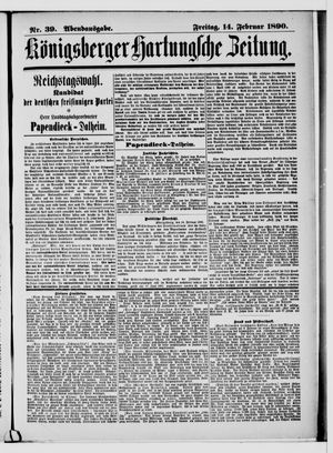 Königsberger Hartungsche Zeitung vom 14.02.1890