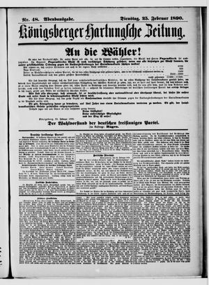 Königsberger Hartungsche Zeitung vom 25.02.1890