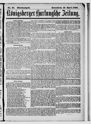 Königsberger Hartungsche Zeitung vom 19.04.1890