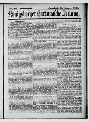 Königsberger Hartungsche Zeitung vom 29.11.1890