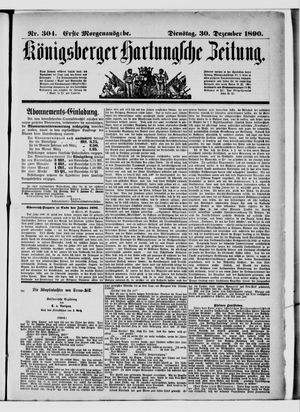 Königsberger Hartungsche Zeitung on Dec 30, 1890