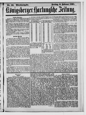 Königsberger Hartungsche Zeitung vom 06.02.1891