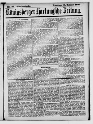 Königsberger Hartungsche Zeitung vom 10.02.1891