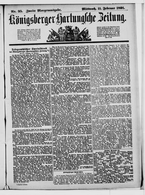 Königsberger Hartungsche Zeitung vom 11.02.1891