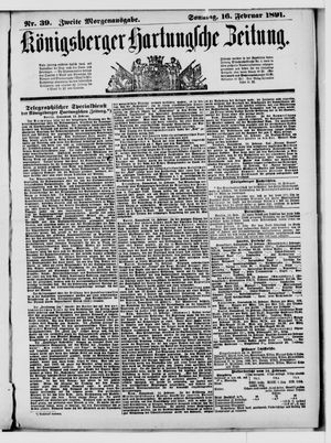 Königsberger Hartungsche Zeitung vom 15.02.1891