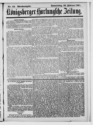 Königsberger Hartungsche Zeitung on Feb 19, 1891