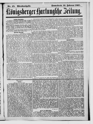 Königsberger Hartungsche Zeitung vom 21.02.1891