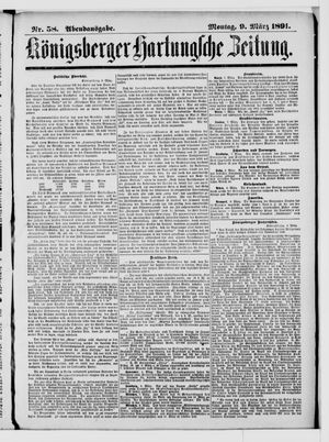 Königsberger Hartungsche Zeitung vom 09.03.1891