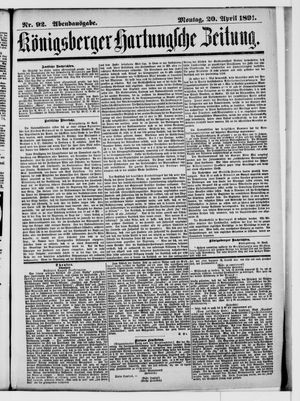 Königsberger Hartungsche Zeitung vom 20.04.1891