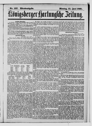 Königsberger Hartungsche Zeitung vom 15.06.1891