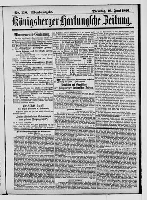 Königsberger Hartungsche Zeitung vom 16.06.1891