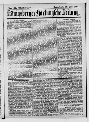 Königsberger Hartungsche Zeitung vom 20.06.1891