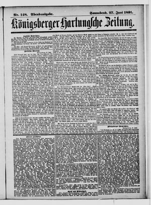Königsberger Hartungsche Zeitung vom 27.06.1891