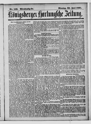 Königsberger Hartungsche Zeitung on Jun 29, 1891