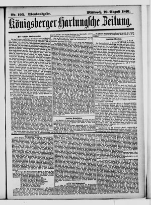 Königsberger Hartungsche Zeitung vom 19.08.1891