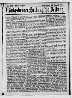 Königsberger Hartungsche Zeitung vom 22.08.1891