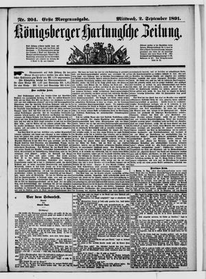 Königsberger Hartungsche Zeitung vom 02.09.1891
