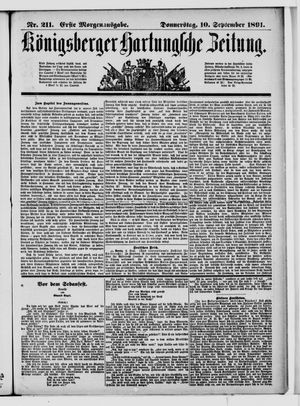 Königsberger Hartungsche Zeitung vom 10.09.1891