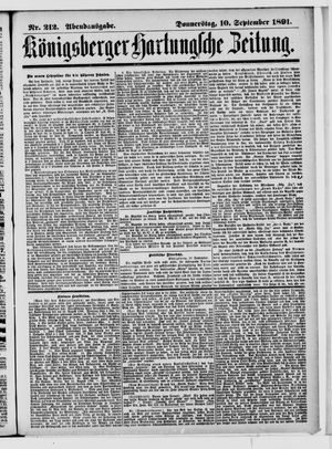 Königsberger Hartungsche Zeitung vom 10.09.1891
