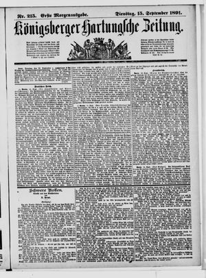 Königsberger Hartungsche Zeitung vom 15.09.1891