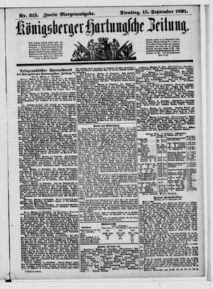 Königsberger Hartungsche Zeitung vom 15.09.1891