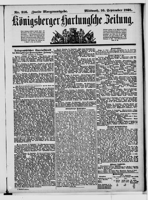 Königsberger Hartungsche Zeitung vom 16.09.1891