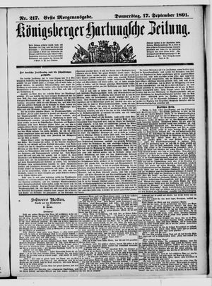 Königsberger Hartungsche Zeitung vom 17.09.1891