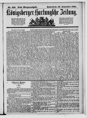 Königsberger Hartungsche Zeitung vom 19.09.1891