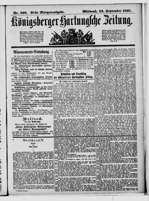 Königsberger Hartungsche Zeitung vom 23.09.1891