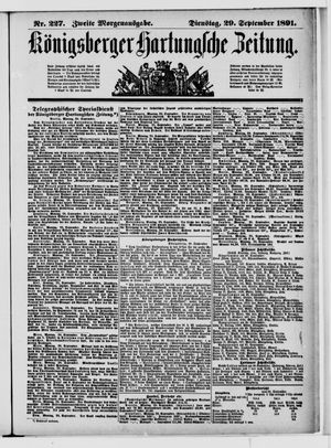 Königsberger Hartungsche Zeitung vom 29.09.1891