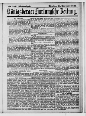 Königsberger Hartungsche Zeitung vom 29.09.1891