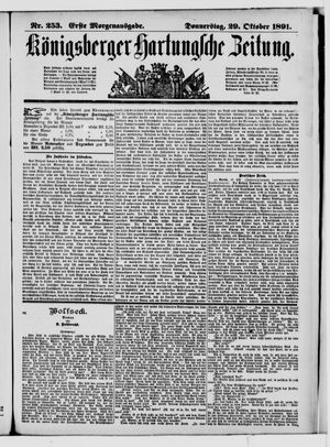 Königsberger Hartungsche Zeitung vom 29.10.1891
