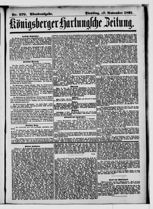 Königsberger Hartungsche Zeitung vom 17.11.1891