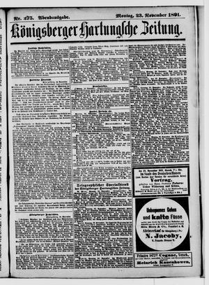 Königsberger Hartungsche Zeitung on Nov 23, 1891