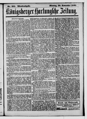 Königsberger Hartungsche Zeitung vom 30.11.1891