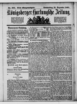 Königsberger Hartungsche Zeitung vom 31.12.1891