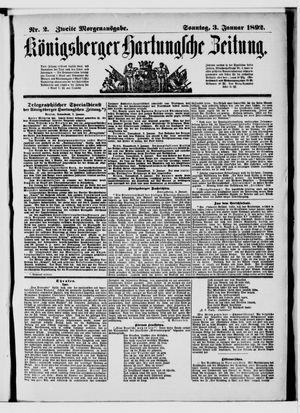 Königsberger Hartungsche Zeitung vom 03.01.1892