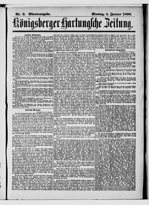 Königsberger Hartungsche Zeitung on Jan 4, 1892