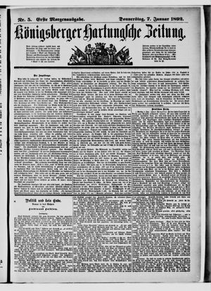 Königsberger Hartungsche Zeitung vom 07.01.1892